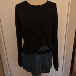 Madewell black flecked lightweight ribbed sweater